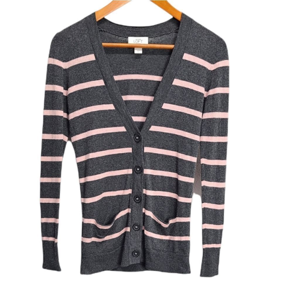 LOFT Women's Striped Cardigan Wool Blend‎ Size XS Petite